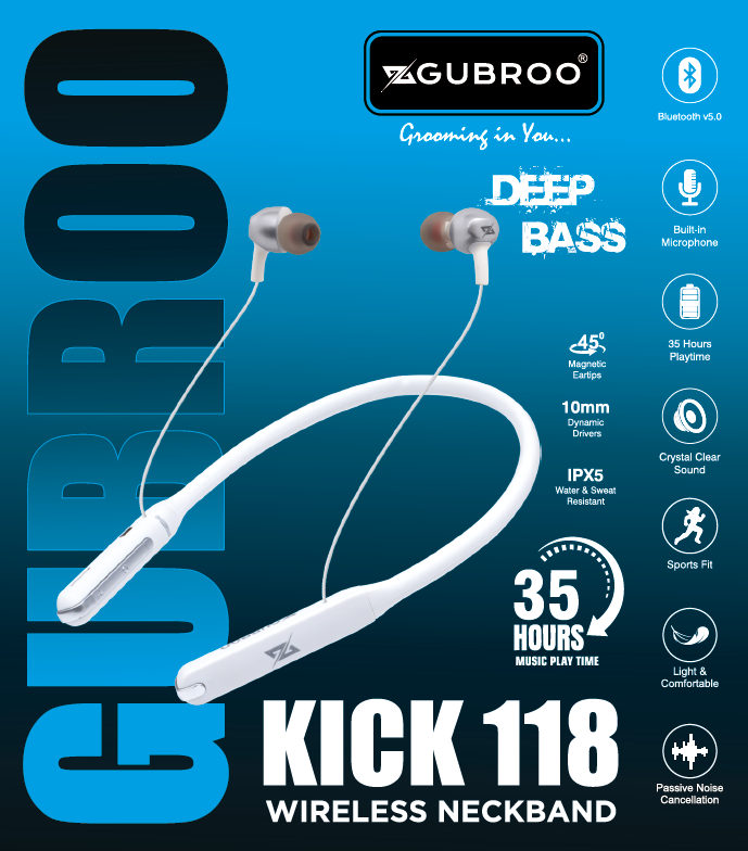 GUBROO KICK 118 Wireless Neckband With Deep Bass & 35Hrs Music Play Time