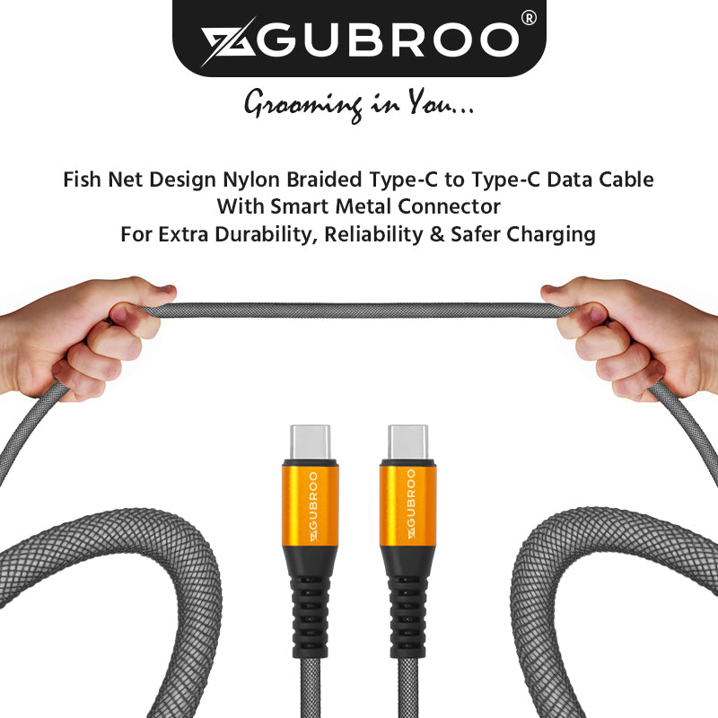 Fish Net Design Ultra Lightning Fast Type-C to Type-C Data Cable With 100W Max 8.0A Support