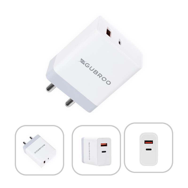 25W ULTRA FAST QC 3.0 +PD 2.0 USB Wall Charger, travel Adapter with Dual-Port & Compatible with All USB to type-C and Type-C to Type-C devices