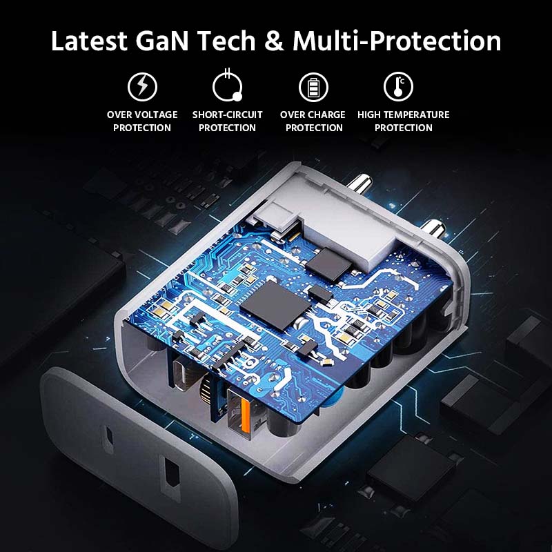 25W ULTRA FAST QC 3.0 +PD 2.0 USB Wall Charger, travel Adapter with Dual-Port & Compatible with All USB to type-C and Type-C to Type-C devices