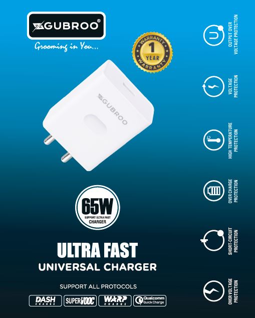 65W UNIVERSAL ULTRA FAST Wall Charger, Support All Protocols |DASH| |SUPERVOOC| |WARP| |QUALCOMM|