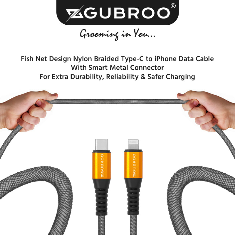Fish Net Design Ultra Lightning Fast Type-C to iPhone Data Cable With 65W Max 8.0A Support
