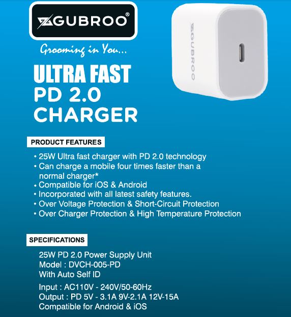 25W ULTRA FAST PD 2.0 Charger Specially Designed to support iPhone, iP –  gubroo-groovy
